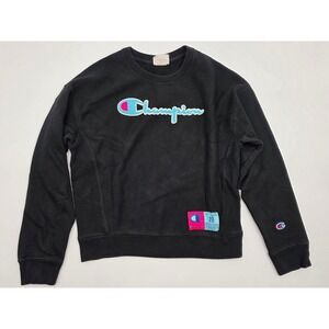 Champion‎ Reverse Weave Sweatshirt Black Crew Neck Pullover Graphic Medium